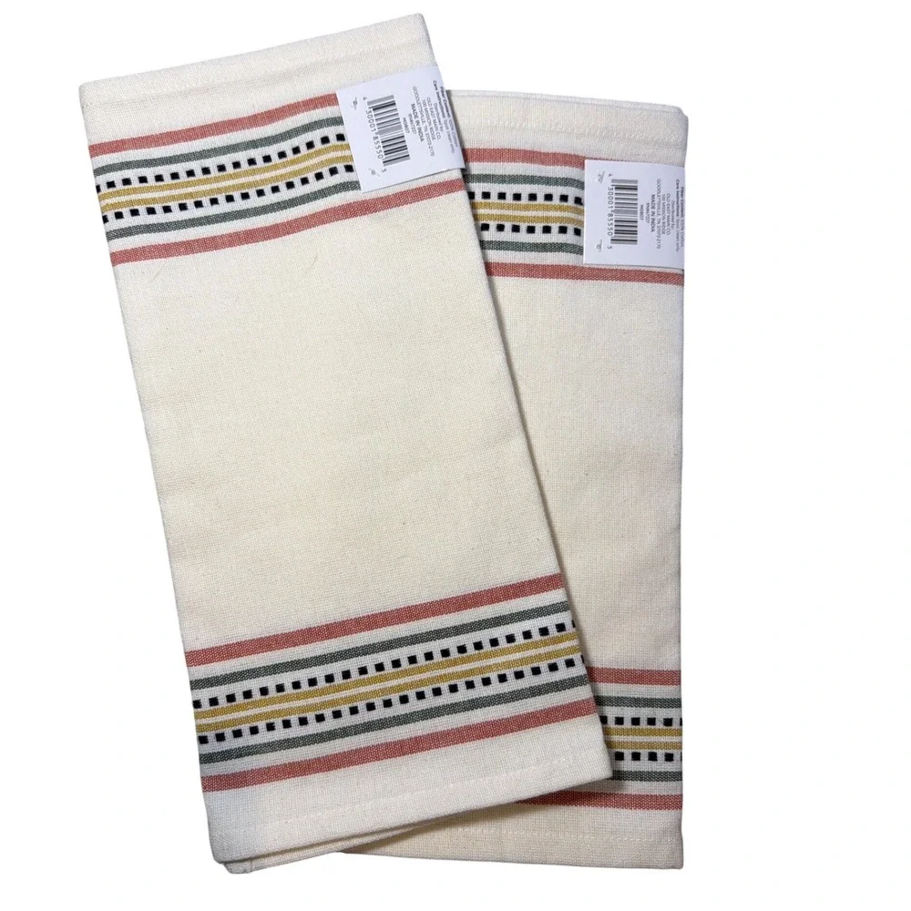 Trueliving Placemats Unisex OS Cream New Striped Boho Farmhouse Cotton 4 Pack